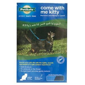 PETSAFE Come With Me Kitty Blue Harness and Bungee Leash Large
